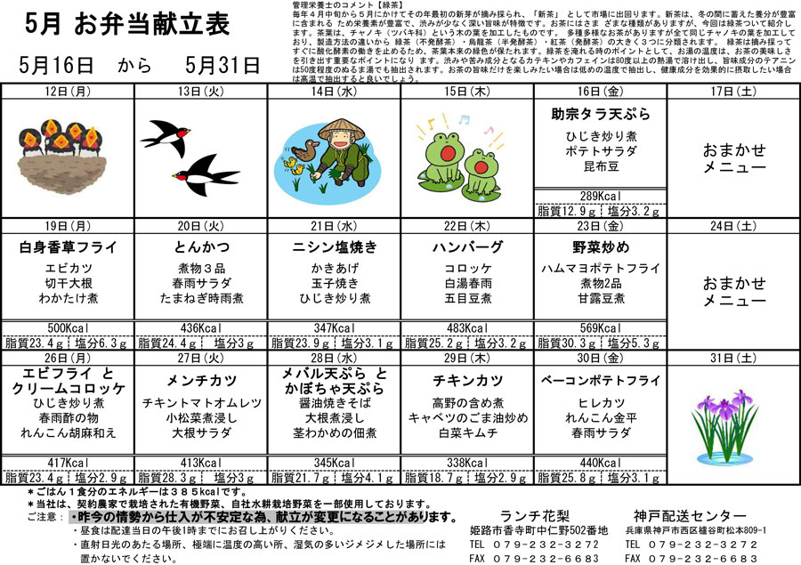 2025年5月後半　献立