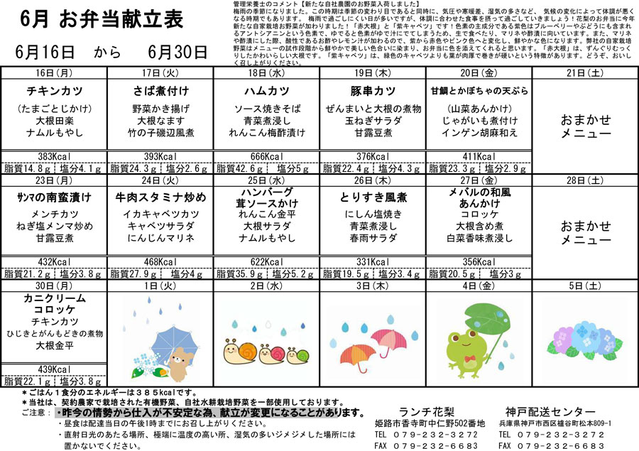 2025年6月後半　献立